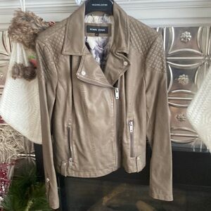 Wilson’s Leather Black Rivet Vegan moto jacket NWOT Taupe